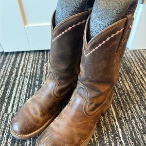 Ariat Brown Western Boots with Pink Trim